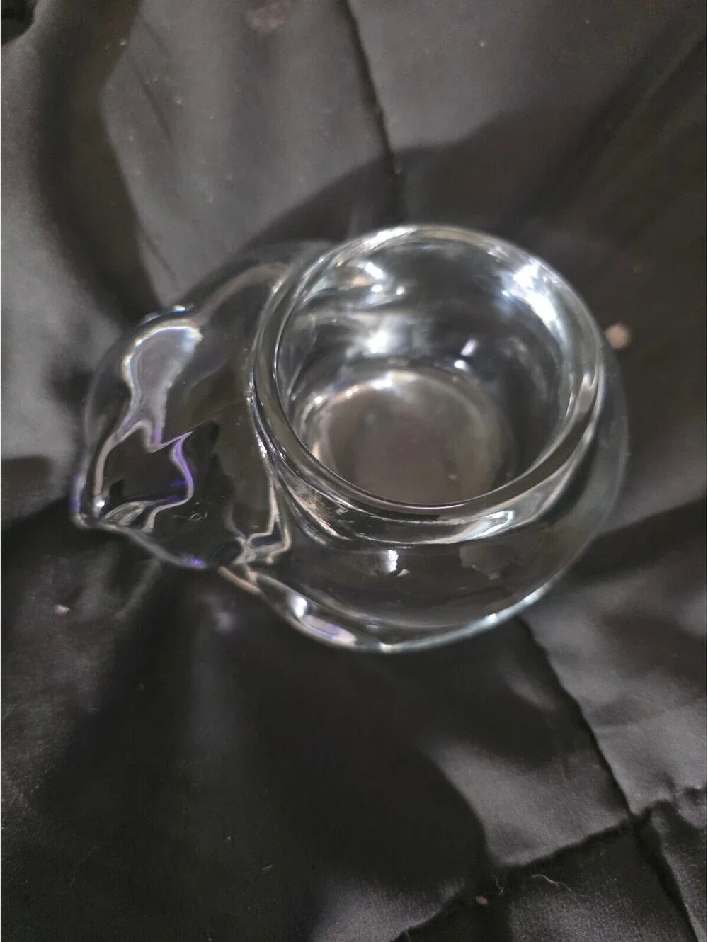 Clear Indian Glass Sleeping cat Shaped Candle Holder